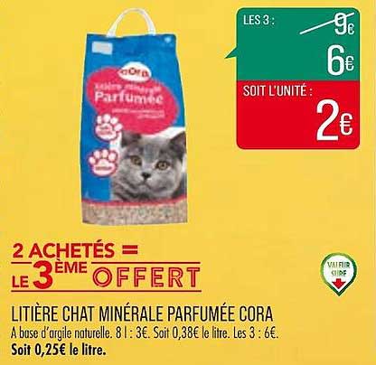 litière chat minéral parfumée cora