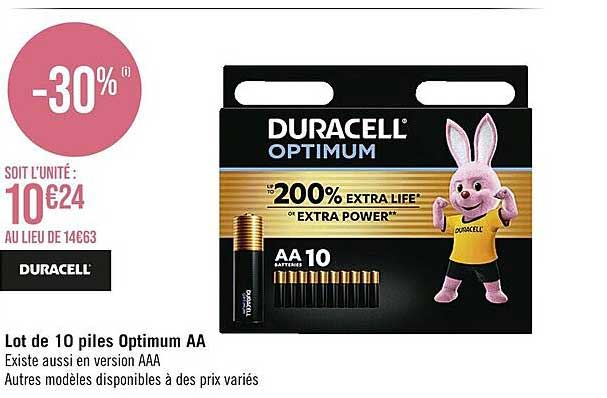 Lot De 10 Piles Optimum Aa Duracell