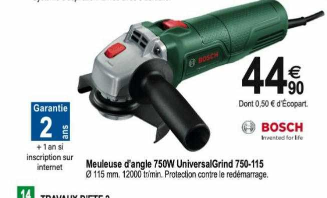 meuleuse d'angle 750w universal grind 750-115 bosch