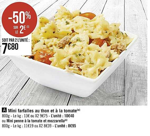 Mini Farfalles Au Thon Et à La Tomate Ou Mini Penne à La Tomate Et Mozzarella