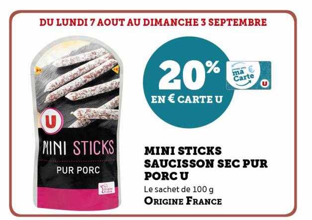 Mini Sticks Saucisson Sec Pur Porc U