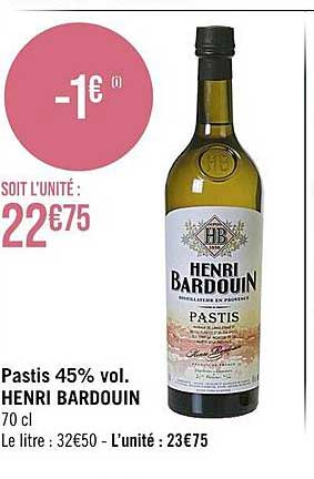 pastis 45% vol. henri bardouin