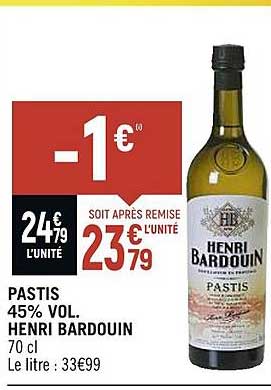 pastis 45% vol. henri bardouin