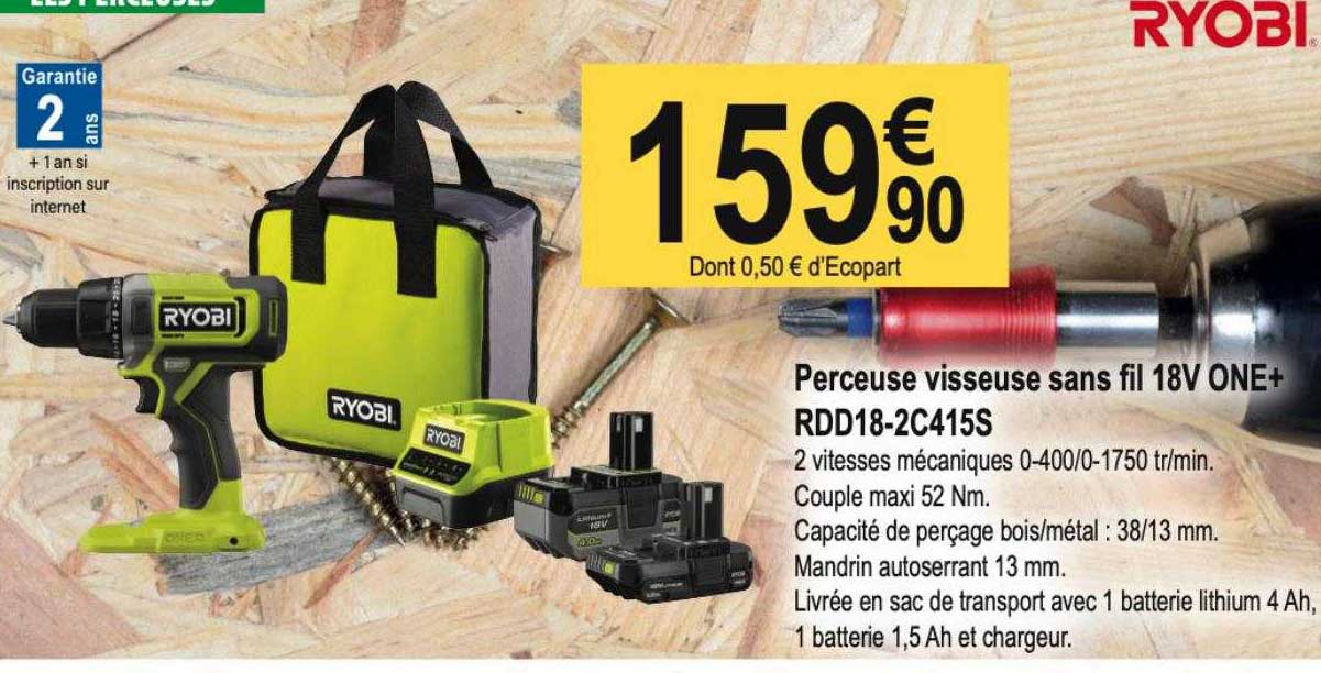 Perceuse Visseuse Sans Fil 18v One+ Ryobi