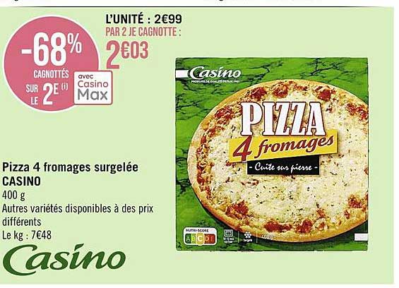 Pizza 4 Fromages Surgelée Casino