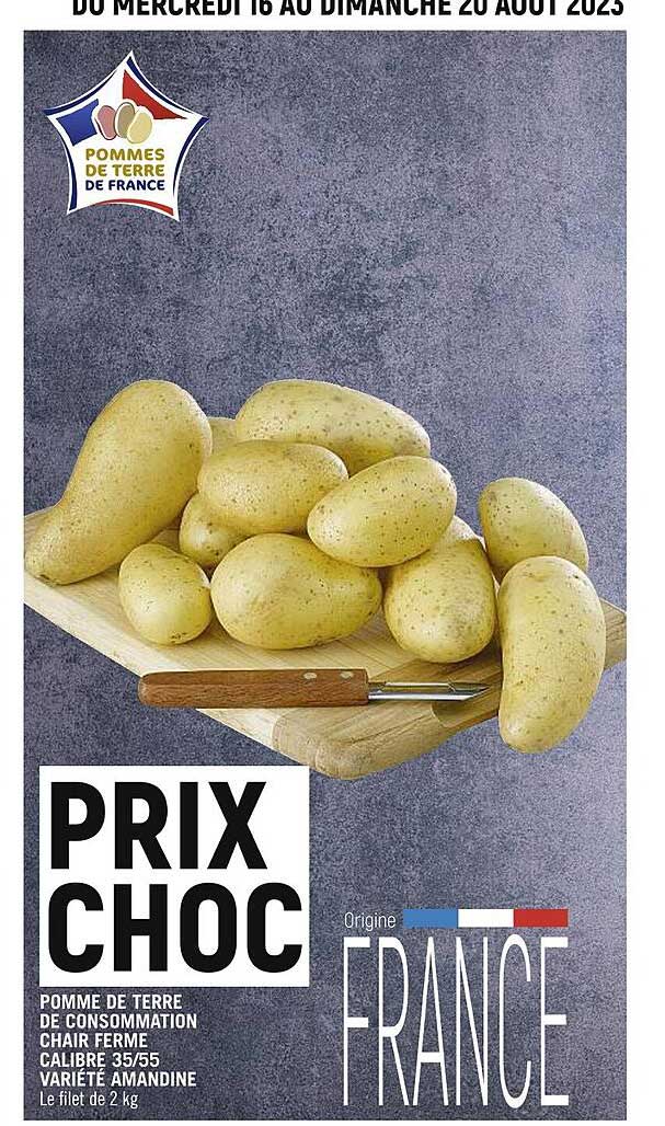 pomme de terre de consommation chair ferme calibre 35/55 variété amandine