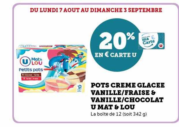 pots crème glacée vanille/fraise & vanille/chocolat u mat & lou