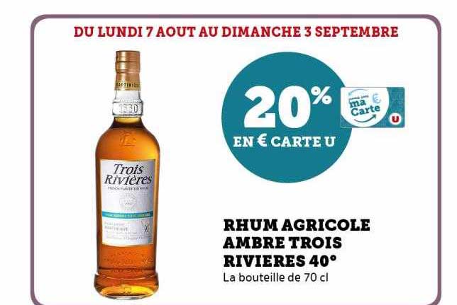 rhum agricole ambre trois rivières 40°