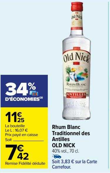 rhum blanc traditionnel des antilles old nick