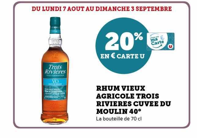 rhum vieux agricole trois rivières cuvée du moulin 40°