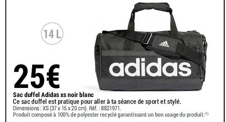 sac duffel adidas xs noir blanc