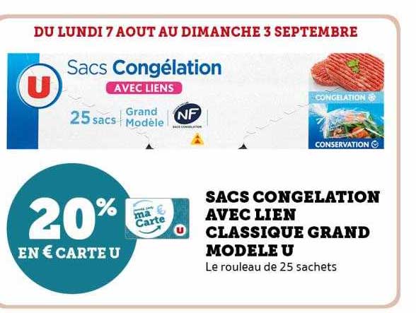 sacs congélation avec lien classique grand modèle u