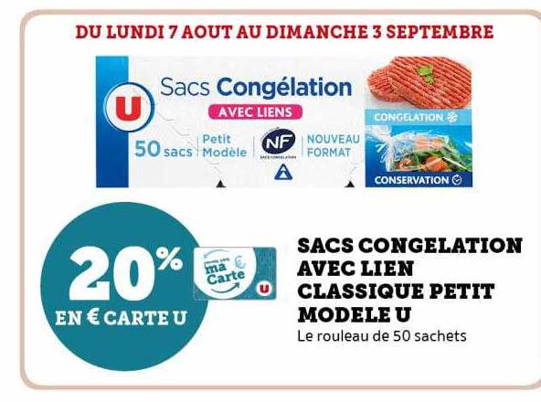 sacs congélation avec lien classique petit modèle u