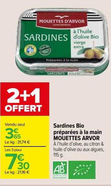 sardines bio préparées à la main mouettes arvor