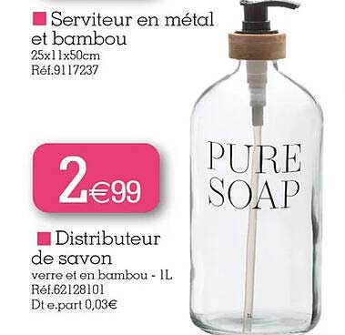 Serviteur En Métal Et Bambou, Distributeur De Savon