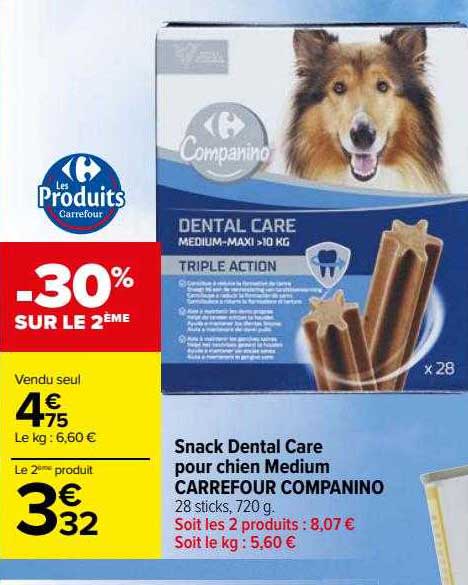 snack dental care pour chien medium carrefour companino