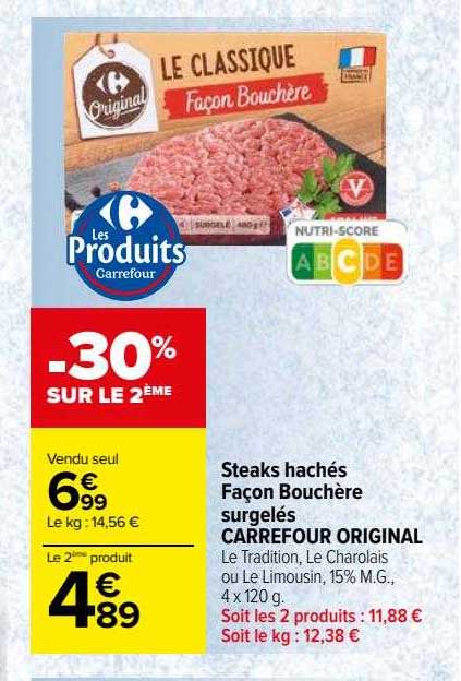 steaks hachés façon bouchère surgelés carrefour original