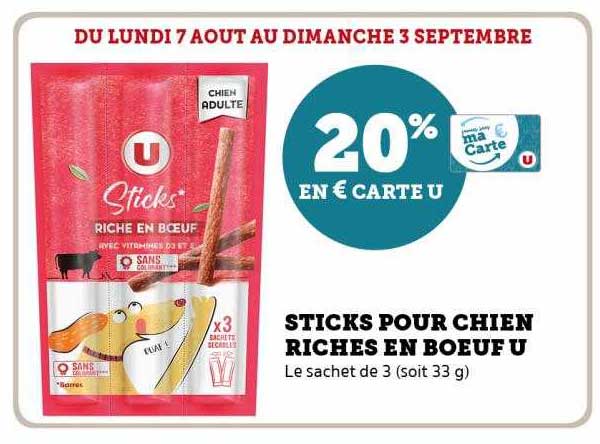 sticks pour chien riches en bœuf u