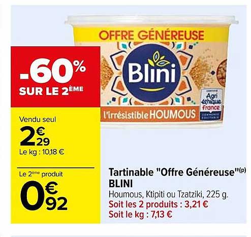 tartinable "offre généreuse" blini