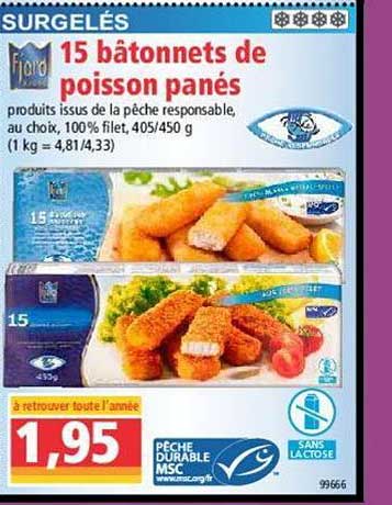 15 Bâtonnets De Poisson Panés Fjord