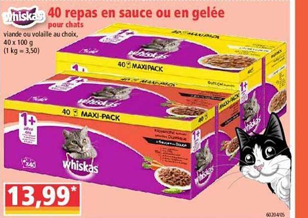 40 Repas En Sauce Ou En Gelée Whiskas