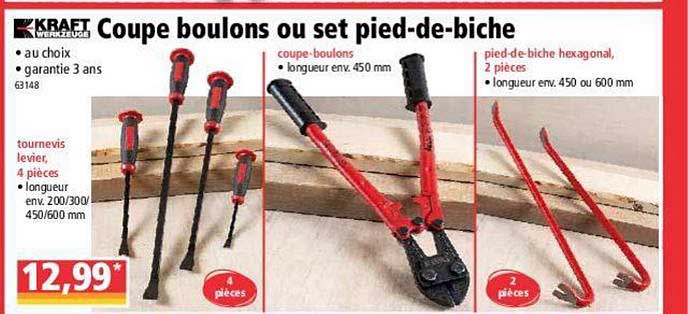 coupe boulons ou set pied de biche kraft werkzeuge