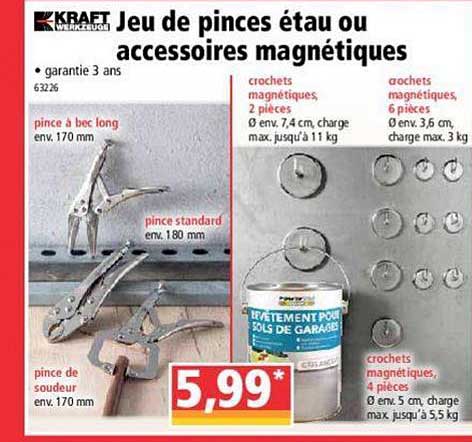 jeu de pinces étau ou accessoires magnétiques kraft werkzeuge
