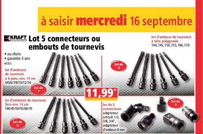 lot 5 connecteurs ou embouts de tournevis kraft werkzeuge