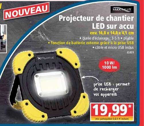 projecteur de chantier led sur accu maximus