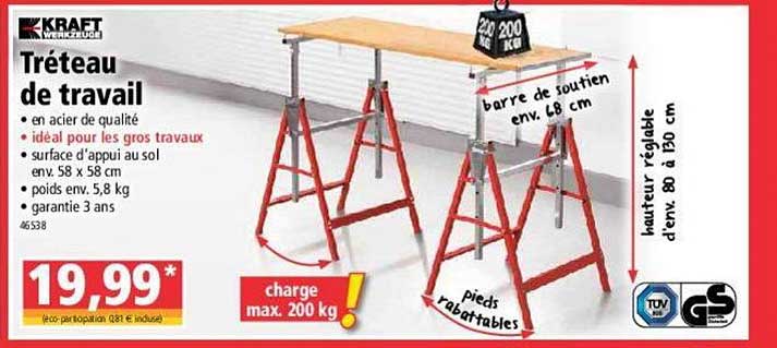 tréteau de travail kraft werkzeuge