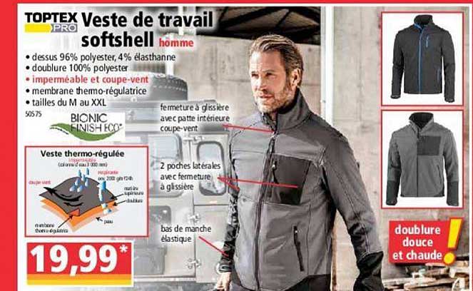 Veste De Travail Softshell Homme Toptex Pro