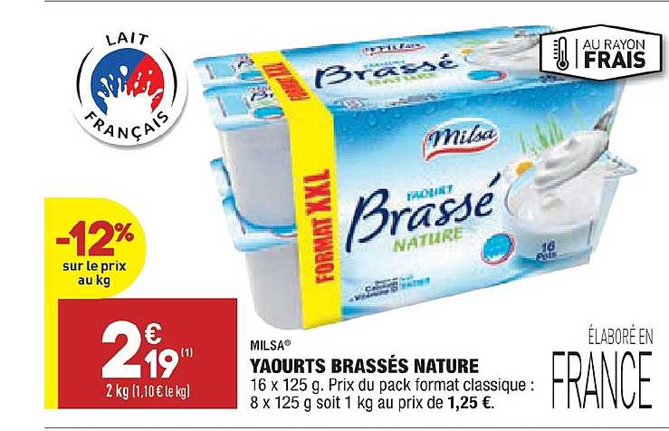 Yaourts Brassés Nature Milsa