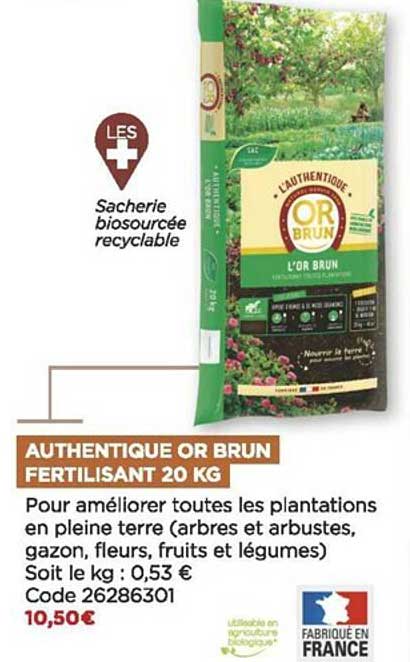 authentique or brun fertilisant 20 kg or brun