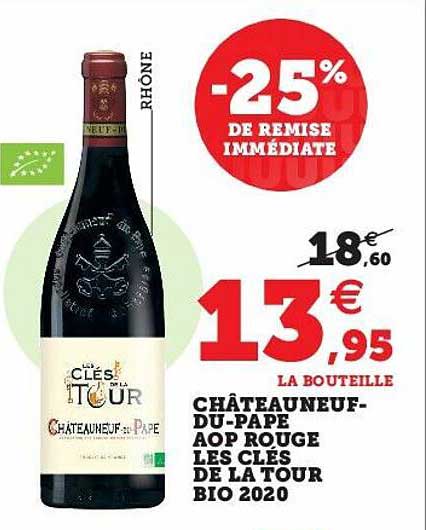 châteauneuf-du-pape aop rouge les clés de la tour bio 2020
