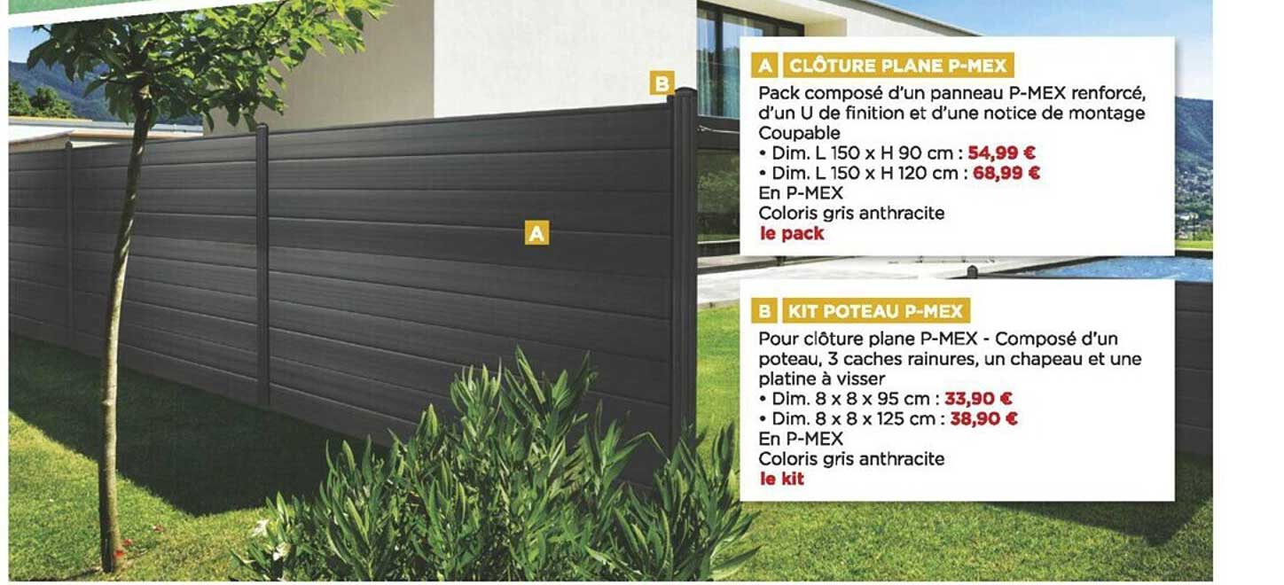 clôture plane p-mex, kit poteau p-mex