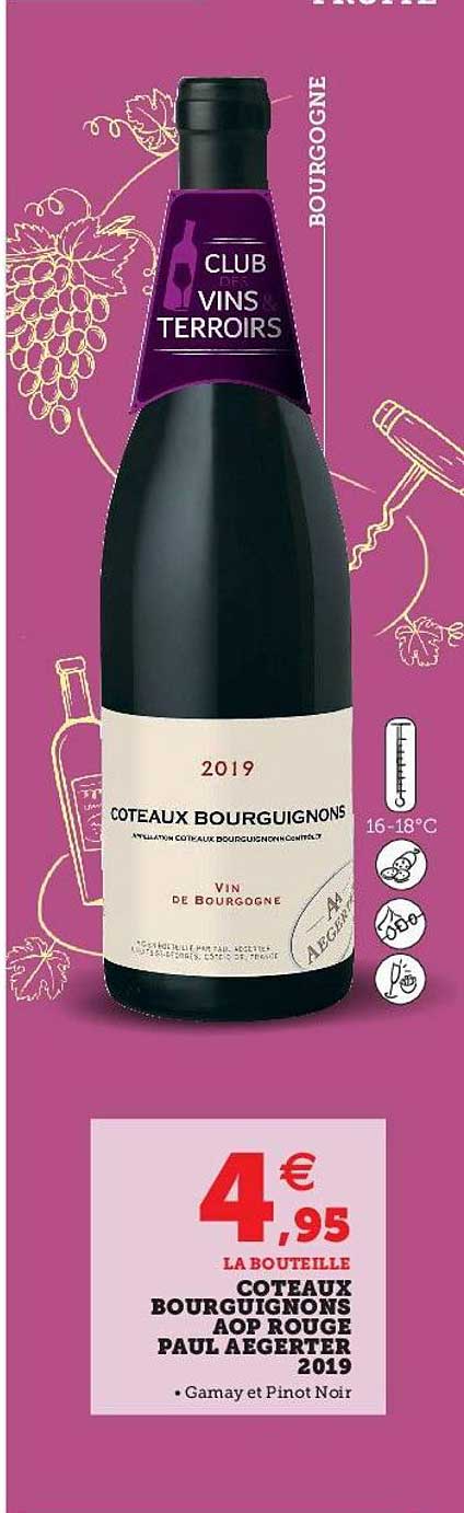 coteaux bourguignons aop rouge paul aegreter 2019
