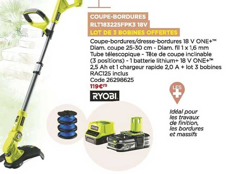 coupe-bordures rlt183225fpk3 18 v ryobi