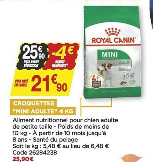 croquettes "mini adulte" 4 kg royal canin