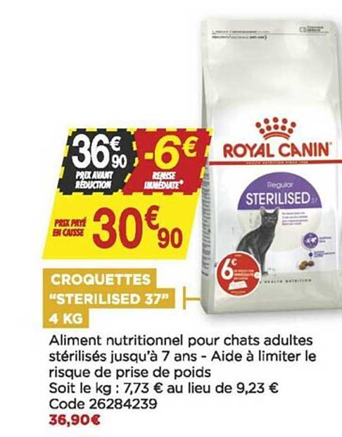 croquettes "sterilised 37" 4 kg royal canin