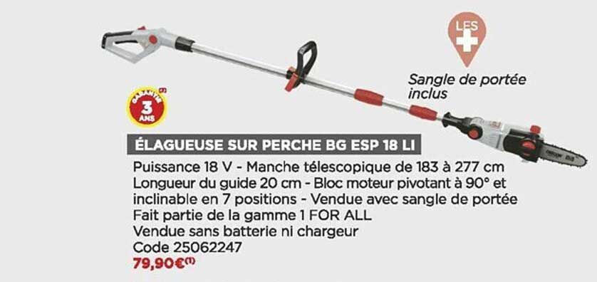 élagueuse sur perche bg esp 18 li