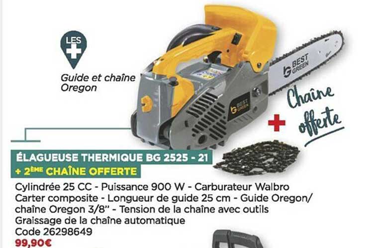 élagueuse Thermique Bg 2525 - 21 + 2ème Chaîne Offerte Best Green