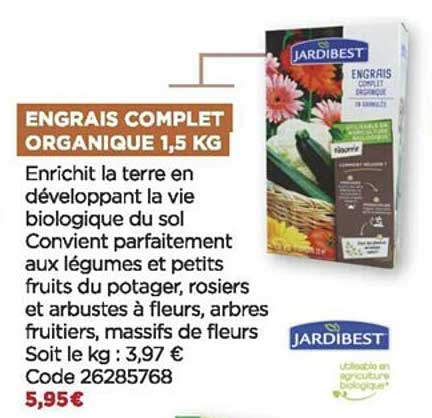 engrais complet organique 1,5 kg jardibest
