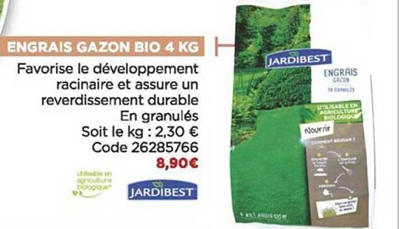 engrais gazon bio 4 kg jardibest