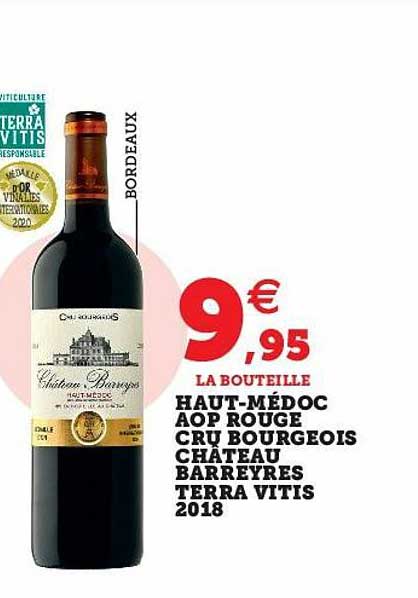 haut-médoc aop rouge cru bourgeois château barreyres terre vitis 2018
