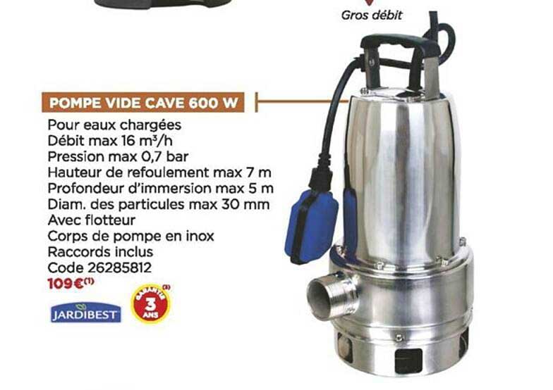 pompe vide cave 600 w jardibest