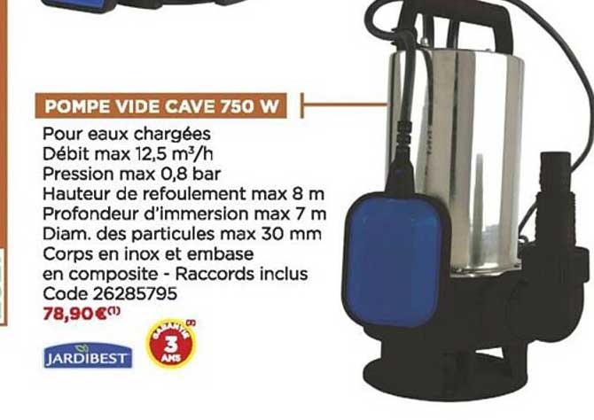pompe vide cave 750 w jardibest