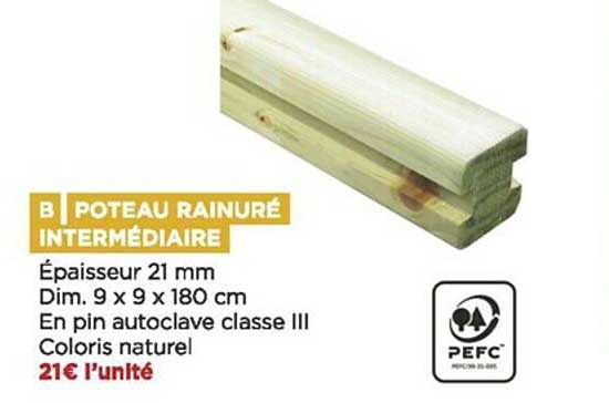 poteau rainuré intermédiaire