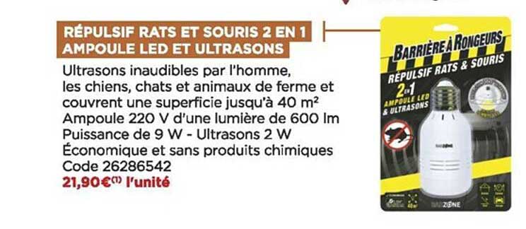 Répulsif Rats Et Souris 2 En 1 Ampoule Led Et Ultrasons