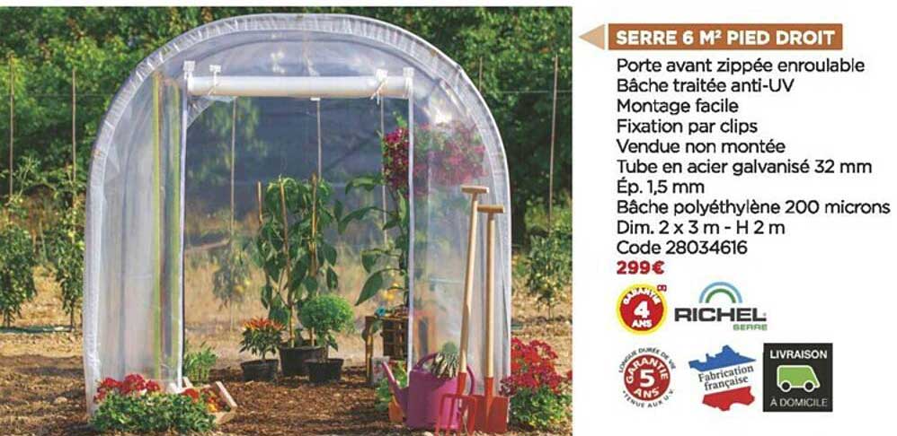 serre 6 m² pied droit richel