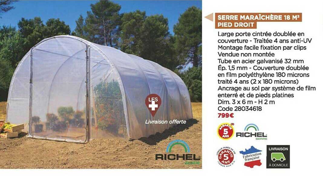 serre maraîchère 18 m² pied droit richel